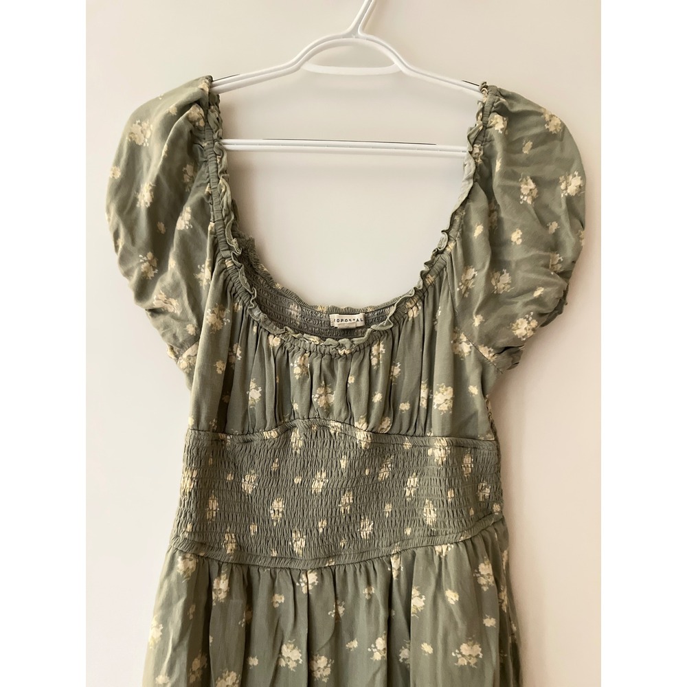 Aeropostale Womens Sage Green Floral‎ Smocked Mini Dress Puff Sleeve XL 2476AS25 - Picture 3 of 9
